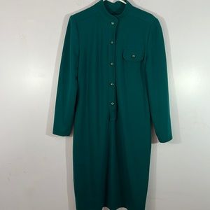 Vintage high quality knit Henry Lee dark teal “shift” dress, small.  Classic